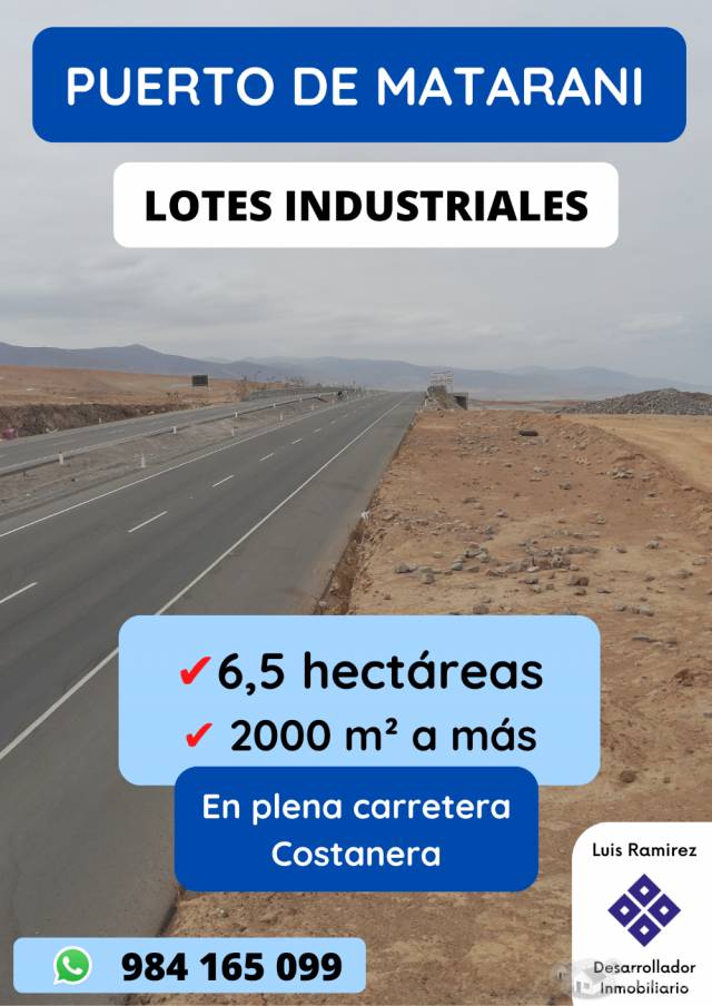 VENDO LOTES INDUSTRIALES EN MATARANI