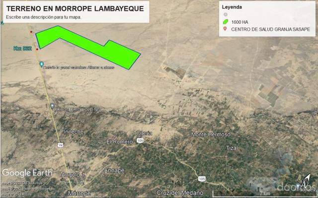 TERRENO EN VENTA DE 1600 HECTAREAS EN MORROPE