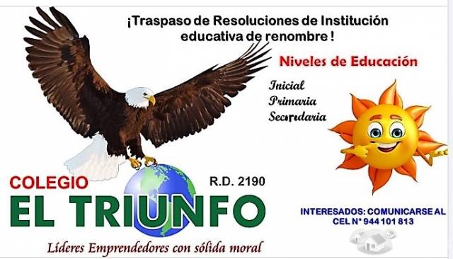 VENTA DE RESOLUCION DEL COLEGIO ^EL TRIUNFO^ EN SAN JUAN DE LURIGANCHO