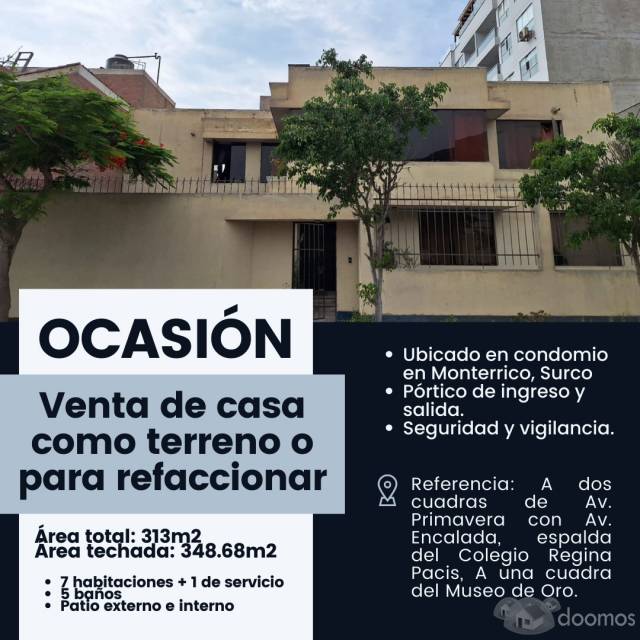 SE VENDE CASA COMO TERRENO,CUENTA CON TODOS LO SERVICIOS BASICOS Y DOCUMENTOS EN REGLA