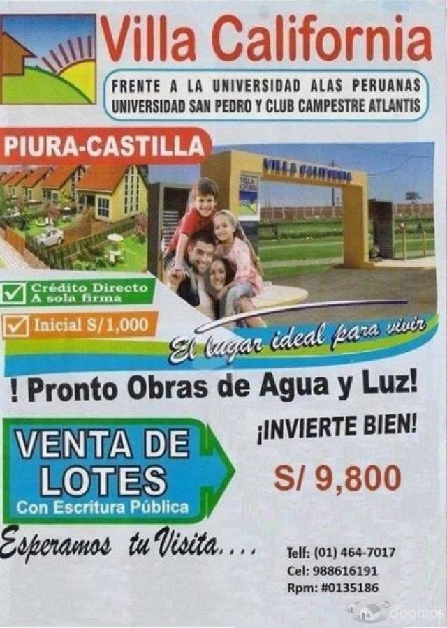 VENTA DE LOTES A PRECIO DE INFARTO EN PIURA