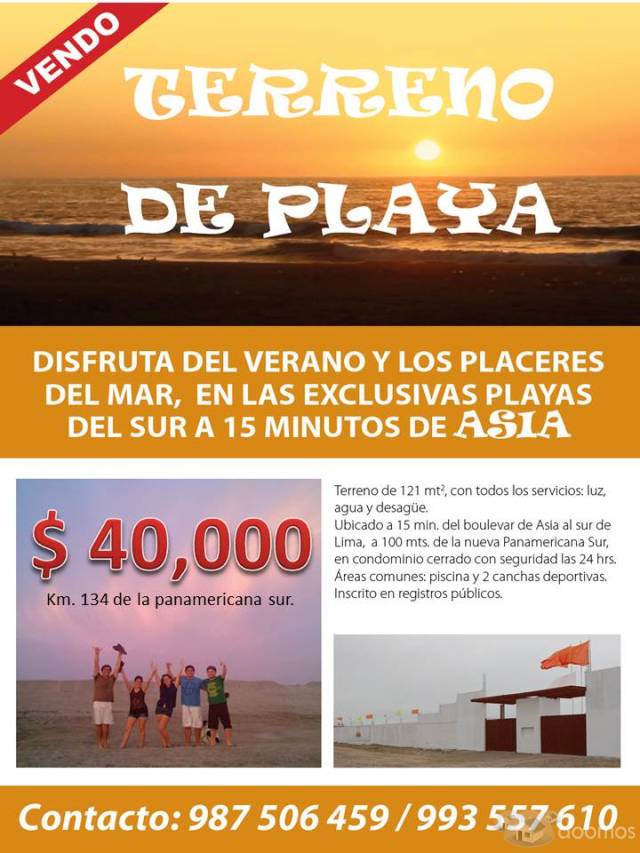 VENTA DE TERRENO DE PLAYA A 15 MINUTOS DE ASIA