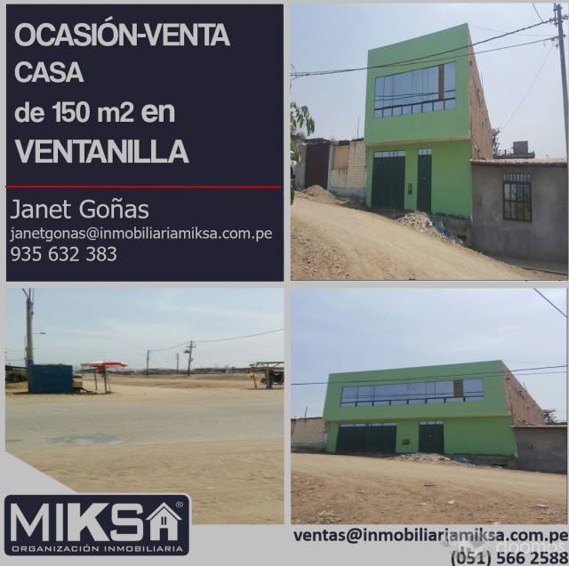 OCASIÓN-VENTA CASA de 150 m2 en VENTANILLA