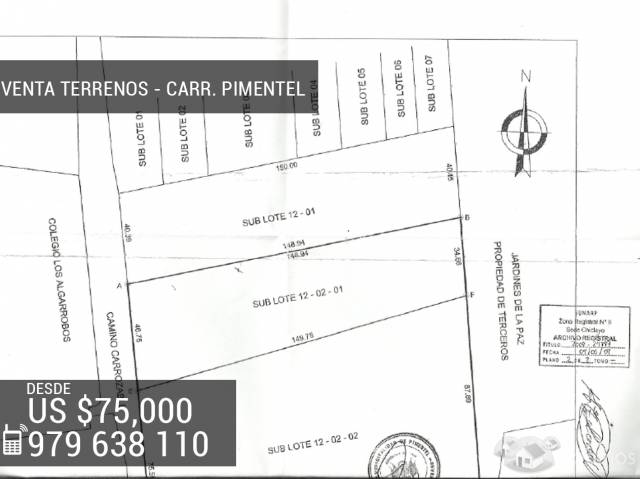 VENTA de Lotes en Condominio Pimentel