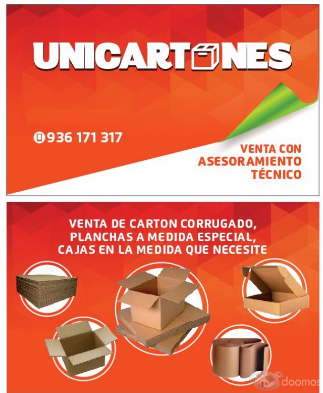 Ventas de cartones corrugados, planchas y cajas de cartón