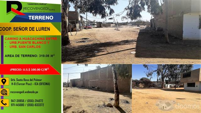 Terreno En Venta Coop. Señor De Luren! De 319.08 M2