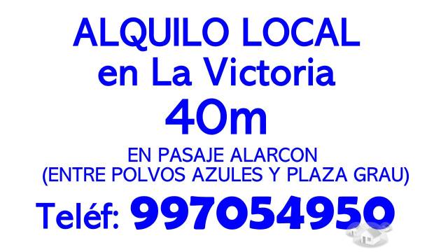 la victoria: alquilo local comercial de 40m