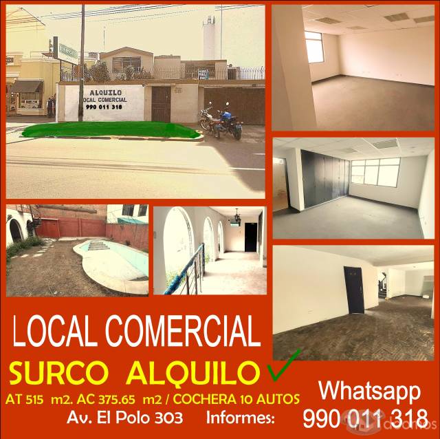 ALQUILER LOCAL COMERCIAL SURCO. AV EL POLO