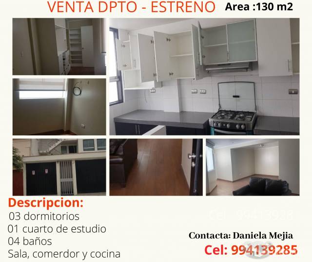 VENDO DEPARTAMENTO  DE ESTRENO SUPER AMPLIO